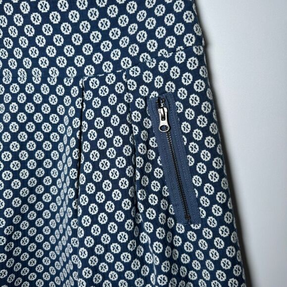 Maeve by Anthropologie Skirt Womens 6 Navy Geometric Print Cotton A Line Pockets - Picture 5 of 12